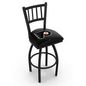 L018 - Black Wrinkle Philadelphia Flyers Swivel Bar Stool with Jailhouse Style Back by Holland Bar Stool Co. - Black, L018PhiFly