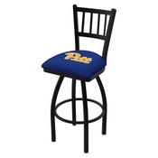 L018 - Black Wrinkle Pitt Swivel Bar Stool with Jailhouse Style Back by Holland Bar Stool Co., L018Pittsb