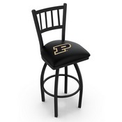L018 - Black Wrinkle Purdue Swivel Bar Stool with Jailhouse Style Back by Holland Bar Stool Co., L018Purdue