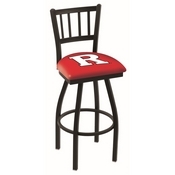 L018 - Black Wrinkle Rutgers Swivel Bar Stool with Jailhouse Style Back by Holland Bar Stool Co., L018Rutger