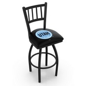 L018 - Black Wrinkle Utah Hockey Club Swivel Bar Stool with Jailhouse Style Back by Holland Bar Stool Co., L018UtahHC