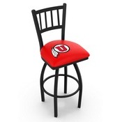L018 - Black Wrinkle Utah Swivel Bar Stool with Jailhouse Style Back by Holland Bar Stool Co., L018UtahUn