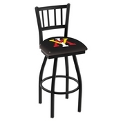 L018 - Black Wrinkle Virginia Military Institute Swivel Bar Stool with Jailhouse Style Back by Holland Bar Stool Co., L018VAMilI
