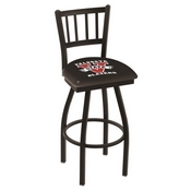 L018 - Black Wrinkle Valdosta State Swivel Bar Stool with Jailhouse Style Back by Holland Bar Stool Co., L018ValdSt