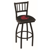 L018 - Black Wrinkle Washington State Swivel Bar Stool with Jailhouse Style Back by Holland Bar Stool Co., L018WashSt