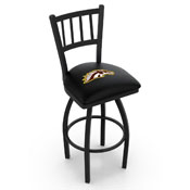 L018 - Black Wrinkle Western Michigan Swivel Bar Stool with Jailhouse Style Back by Holland Bar Stool Co., L018WestMI