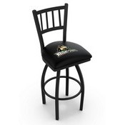 L018 - Black Wrinkle Wright State Swivel Bar Stool with Jailhouse Style Back by Holland Bar Stool Co., L018WrtStU