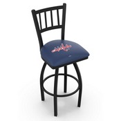 L018 - Black Wrinkle Washington Capitals Swivel Bar Stool with Jailhouse Style Back by Holland Bar Stool Co., L018WshCap