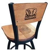 L038 -Black Wrinkle Alabama Swivel Bar Stool with Laser Engraved Back by Holland Bar Stool Co., L038BWMedMplAAL-Ele
