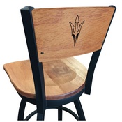 L038 -Black Wrinkle Arizona State Swivel Bar Stool with Laser Engraved Back and Pitchfork Logo by Holland Bar Stool Co., L038BWMedMplAArizSt-F
