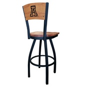 L038 -Black Wrinkle Arizona Swivel Bar Stool with Laser Engraved Back by Holland Bar Stool Co., L038BWMedMplAArizUn
