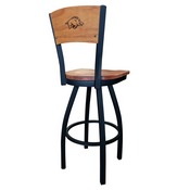 L038 -Black Wrinkle Arkansas Swivel Bar Stool with Laser Engraved Back by Holland Bar Stool Co., L038BWMedMplAArknUn