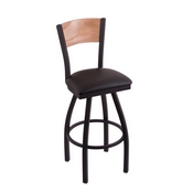 L038 -Black Wrinkle Arizona Swivel Bar Stool with Laser Engraved Back by Holland Bar Stool Co., L038BWMedMplAArizUn