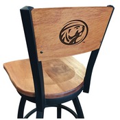 L038 -Black Wrinkle Bemidji State Swivel Bar Stool with Laser Engraved Back by Holland Bar Stool Co., L038BWMedMplABmijSt
