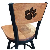 L038 -Black Wrinkle Clemson Swivel Bar Stool with Laser Engraved Back by Holland Bar Stool Co., L038BWMedMplAClmson