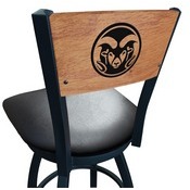 L038 -Black Wrinkle Colorado State Swivel Bar Stool with Laser Engraved Back by Holland Bar Stool Co., L038BWMedMplAColoSt