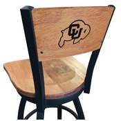 L038 -Black Wrinkle Colorado Swivel Bar Stool with Laser Engraved Back by Holland Bar Stool Co., L038BWMedMplAColoUn