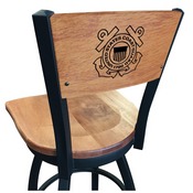 L038 -Black Wrinkle U.S. Coast Guard Swivel Bar Stool with Laser Engraved Back by Holland Bar Stool Co., L038BWMedMplACstGrd