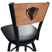 L038 -Black Wrinkle DePaul Swivel Bar Stool with Laser Engraved Back by Holland Bar Stool Co., L038BWMedMplADePaul