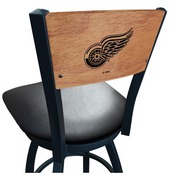 L038 -Black Wrinkle Detroit Red Wings Swivel Bar Stool with Laser Engraved Back by Holland Bar Stool Co., L038BWMedMplADetRed