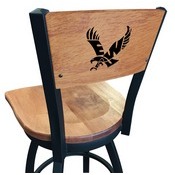 L038 -Black Wrinkle Eastern Washington Swivel Bar Stool with Laser Engraved Back by Holland Bar Stool Co., L038BWMedMplAEastWA