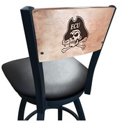 L038 -Black Wrinkle East Carolina Swivel Bar Stool with Laser Engraved Back by Holland Bar Stool Co., L038BWMedMplAEcarol