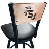 L038 -Black Wrinkle Florida State (Script) Swivel Bar Stool with Laser Engraved Back by Holland Bar Stool Co., L038BWMedMplAFSU-FS