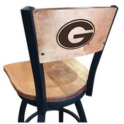 L038 -Black Wrinkle Georgia "G" Swivel Bar Stool with Laser Engraved Back by Holland Bar Stool Co., L038BWMedMplAGA-G