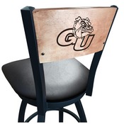 L038 -Black Wrinkle Gonzaga Swivel Bar Stool with Laser Engraved Back by Holland Bar Stool Co., L038BWMedMplAGonzga