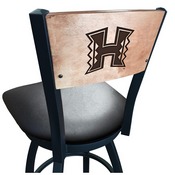 L038 -Black Wrinkle Hawaii Swivel Bar Stool with Laser Engraved Back by Holland Bar Stool Co., L038BWMedMplAHawaii