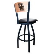 L038 -Black Wrinkle Houston Swivel Bar Stool with Laser Engraved Back by Holland Bar Stool Co., L038BWMedMplAHouston