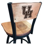 L038 -Black Wrinkle Houston Swivel Bar Stool with Laser Engraved Back by Holland Bar Stool Co., L038BWMedMplAHouston