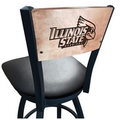 L038 -Black Wrinkle Illinois State Swivel Bar Stool with Laser Engraved Back by Holland Bar Stool Co., L038BWMedMplAIllStU