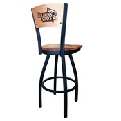 L038 -Black Wrinkle Illinois State Swivel Bar Stool with Laser Engraved Back by Holland Bar Stool Co., L038BWMedMplAIllStU
