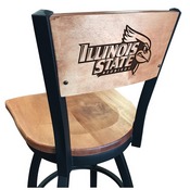 L038 -Black Wrinkle Illinois State Swivel Bar Stool with Laser Engraved Back by Holland Bar Stool Co., L038BWMedMplAIllStU