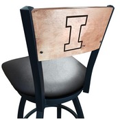 L038 -Black Wrinkle Illinois Swivel Bar Stool with Laser Engraved Back by Holland Bar Stool Co., L038BWMedMplAIlliniU