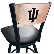 L038 -Black Wrinkle Indiana Swivel Bar Stool with Laser Engraved Back by Holland Bar Stool Co., L038BWMedMplAIndnaU