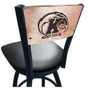 L038 -Black Wrinkle Kent State Swivel Bar Stool with Laser Engraved Back by Holland Bar Stool Co., L038BWMedMplAKentSt