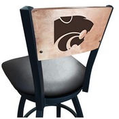 L038 -Black Wrinkle Kansas State Swivel Bar Stool with Laser Engraved Back by Holland Bar Stool Co., L038BWMedMplAKnsasS