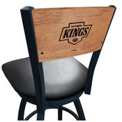L038 -Black Wrinkle Los Angeles Kings Swivel Bar Stool with Laser Engraved Back by Holland Bar Stool Co., L038BWMedMplALAKing