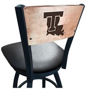 L038 -Black Wrinkle Louisiana Tech Swivel Bar Stool with Laser Engraved Back by Holland Bar Stool Co., L038BWMedMplALaTech