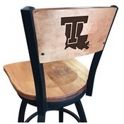 L038 -Black Wrinkle Louisiana Tech Swivel Bar Stool with Laser Engraved Back by Holland Bar Stool Co., L038BWMedMplALaTech
