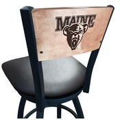 L038 -Black Wrinkle Maine Swivel Bar Stool with Laser Engraved Back by Holland Bar Stool Co., L038BWMedMplAMaineU