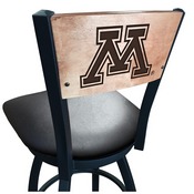 L038 -Black Wrinkle Minnesota Swivel Bar Stool with Laser Engraved Back by Holland Bar Stool Co., L038BWMedMplAMinnUn