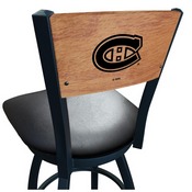 L038 -Black Wrinkle Montreal Canadiens Swivel Bar Stool with Laser Engraved Back by Holland Bar Stool Co., L038BWMedMplAMonCan