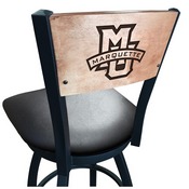 L038 -Black Wrinkle Marquette Swivel Bar Stool with Laser Engraved Back by Holland Bar Stool Co., L038BWMedMplAMrqtte