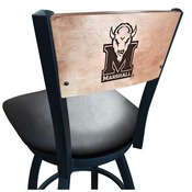L038 -Black Wrinkle Marshall Swivel Bar Stool with Laser Engraved Back by Holland Bar Stool Co., L038BWMedMplAMrshll