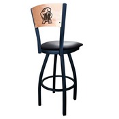 L038 -Black Wrinkle Maryland Swivel Bar Stool with Laser Engraved Back by Holland Bar Stool Co., L038BWMedMplAMrylnd