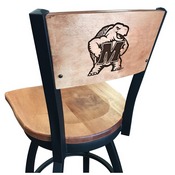 L038 -Black Wrinkle Maryland Swivel Bar Stool with Laser Engraved Back by Holland Bar Stool Co., L038BWMedMplAMrylnd