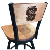 L038 -Black Wrinkle North Carolina State Swivel Bar Stool with Laser Engraved Back by Holland Bar Stool Co., L038BWMedMplANCarSt